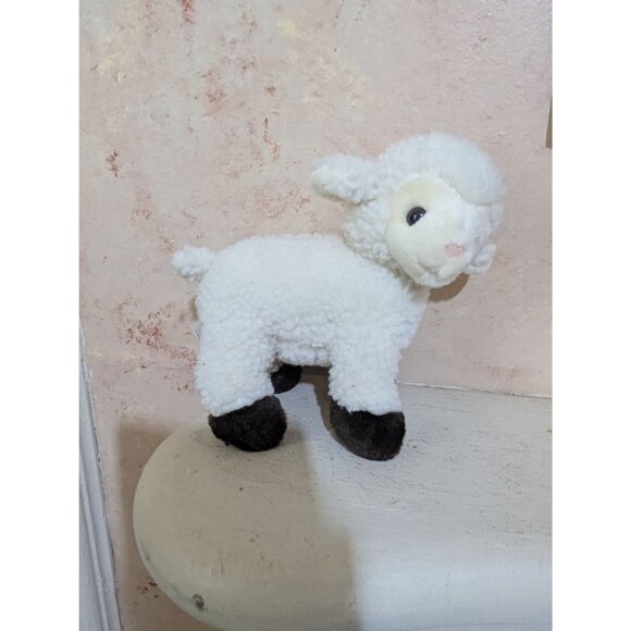 Vintage Russ Baa Baa Plush Lamb Sheep Clomping Rattle Toy 8" White & Brown Soft - Picture 5 of 9